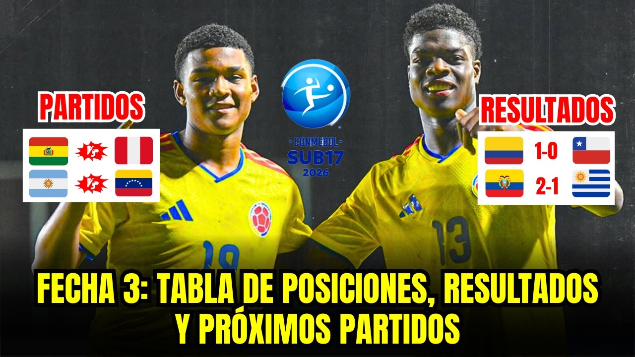 SUDAMERICANO SUB 17 2026: TABLA DE POSICIONES, RESULTADOS Y PRÓXIMOS PARTIDOS