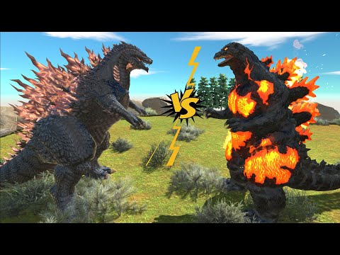BURNING GODZILLA VS GOJIRA GODZILLA WHO WILL WIN - Animal Revolt Battle Simulator