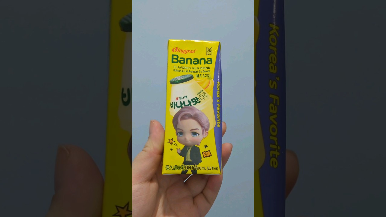 Binggrae limited edition banana and strawberry milk cartons featuring BTS members Jimin and RM