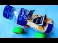 Make A Mini Movable Car Using Amul Kool Bottle With Samsung Mobile Battery DIY At Home