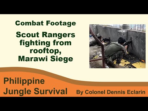 Combat footage -- Scout Rangers fighting from rooftop, Marawi Siege 2017