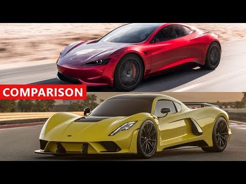Tesla Roadster vs Hennessey Venom F5 Comparison - Electric HYPERCAR !!!