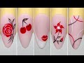 Red White Black Nail Art Step By Step New Nails Art Compilation New Nails