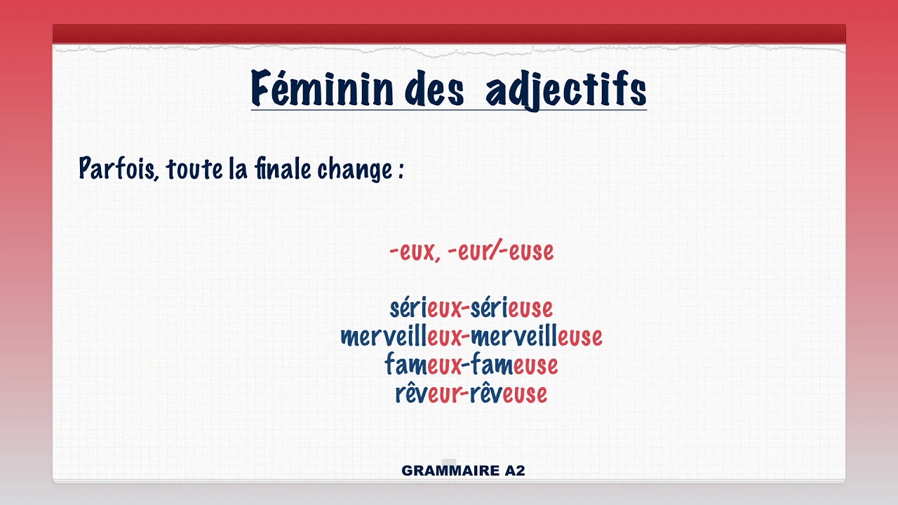 Watch Mettez Les Verbes En Italique Au Passe Compose Now L'accord de l adjectif en français