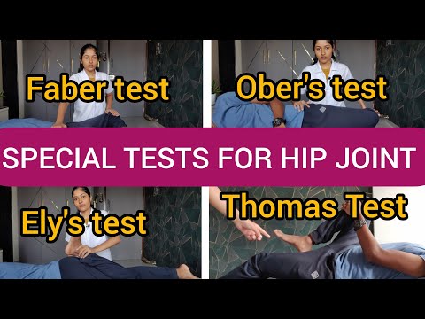 Special tests for HIP JOINT | Faber | Ober's | Ely's | Thomas | 90-90 Hamstring |Trendelenburg test
