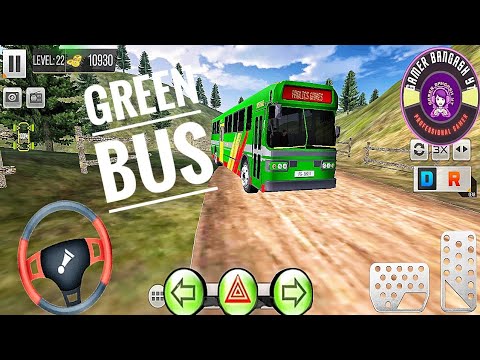 Modern Bus Simulator Green Bus Off-Road Driving Night🏞 Valley Mountains Extreme Bus Driving Gameplay