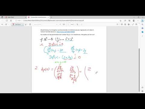 Extremstellen im Mehrdimensionalen bestimmen, Hessematrix, Definitheit von Matrizen