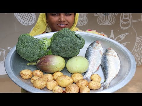 Village Food Farm Fresh Broccoli Recipe Village Style Delicious Fresh Broccoli & Hilsa Fish Cooking Video