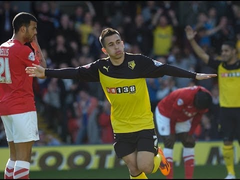 FANTASTIC GOAL: Cristian Battocchio scores with a great strike against Barnsley