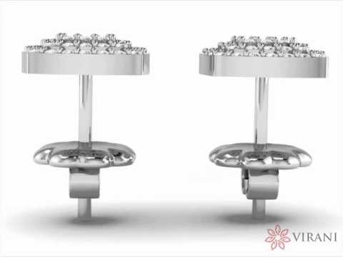 Square Pave Diamond Stud Earring - Front - Virani