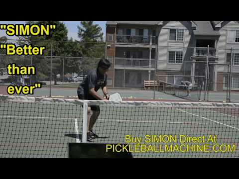 Simon2 pickleball throwing machine. Straight on dinks using "ramp".