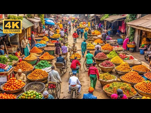Bangladesh Village Market 4K HDR | Traditional Rural Life Walking Tour | 4K Walking
