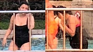 Aishwarya Rai In Black Bikini In Pool From Goa Vac
