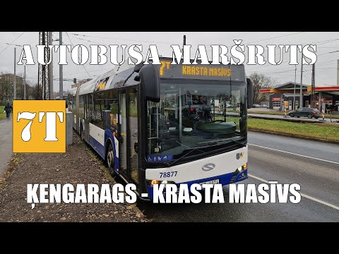 Rīga, Autobusa maršruts №7T, Ķengarags - Krasta masīvs. Timelipse 4x