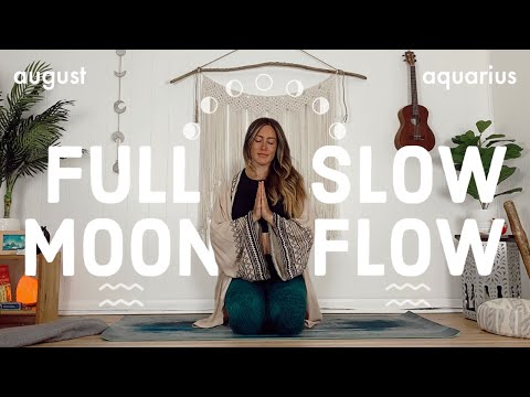 FULL MOON SLOW FLOW 🌝 moon in aquarius | mindful full moon yoga [20 mins]