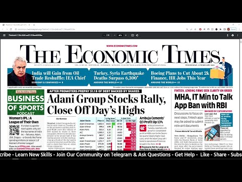 8 February - Economic Times - Stock Market New Update Today
