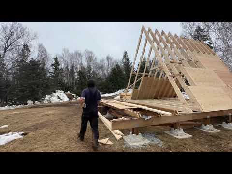 Narrated 400sq ft A-frame 17 day cabin build (part 1) Canada east coast Spring 2023