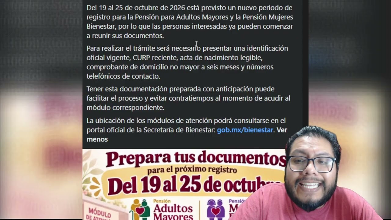 ¡EN OCTUBRE 2026! adultos mayores, registro a la pension bienestar y pension mujeres bienestar