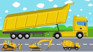 Yellow Construction Machinery Like Excavator, Mixer &amp; Dump Truck | Tracked Vehicles | Bajka