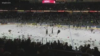 Teddy Bear Toss at  Silvertips game