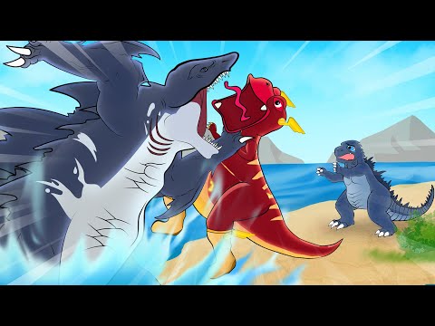Can The Flash T-Rex Dinosaur Take Down The Menacing Sharkzilla? | GTK Animation