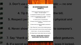 20 Unspoken Rules Everyone Should Follow 🙏✨ #LifeRules