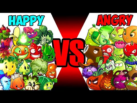 Team HAPPY vs ANGRY - Who Will Win? - PvZ 2 Team Plant VS Team Plant?