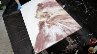 (867) GORGEOUS Mauve and Gold Mixed Media Acrylic Pour Painting