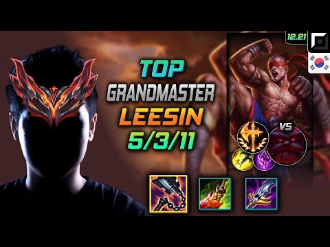 GrandMaster Top Lee Sin Build Goredrinker Conqueror - Lee Sin Top vs Ornn - LOL KR 12.21