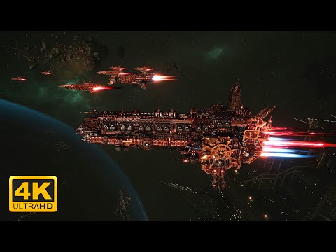 Red Corsairs vs Adeptus Mechanicus - Skalgrim Mod - 4K Quality - Battlefleet Gothic Armada 2