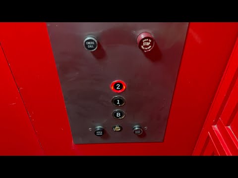 GORGEOUS RED Otis Lexan Roped Hydraulic Scenic Elevator - 700 Cannery Row - Monterey, California