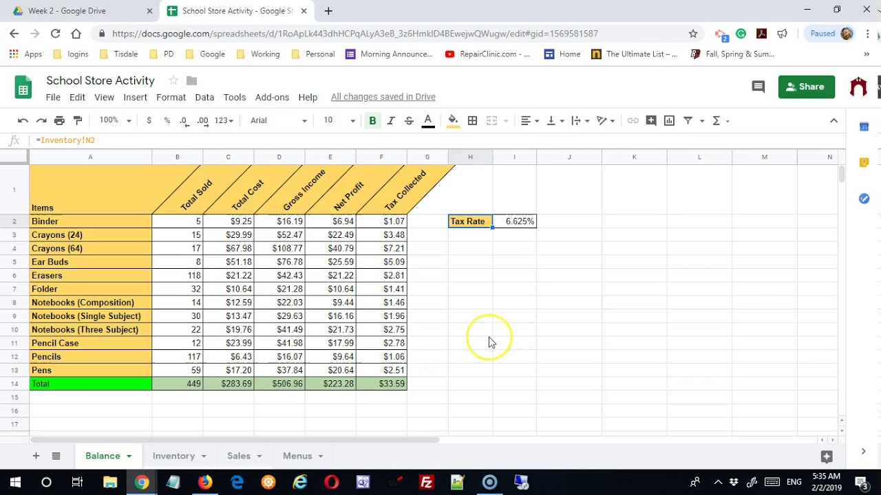 Google Sheets: School Store Project - Activity Introduction