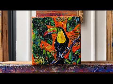 Toucan bird painted in the impasto oil painting technique | #favoritebirdartchallenge @MonaEdulesco