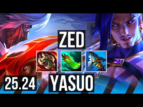 ZED vs YASUO (MID) | Good KDA: 13/2/13 | KR Master | 25.24