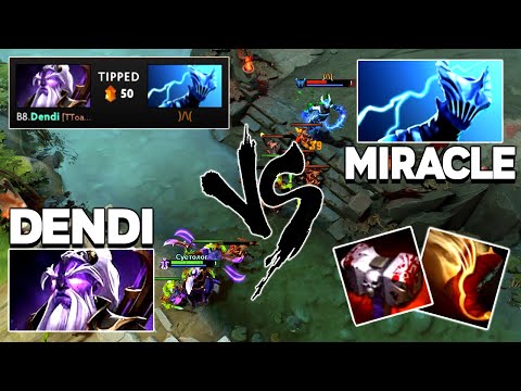 When Legends meet in Dota 2 - Dendi vs Miracle SOLO MID Battle