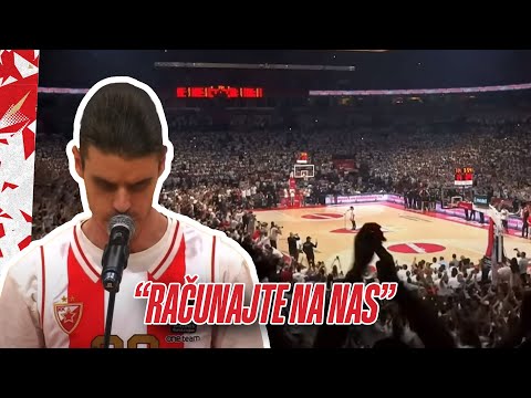 SVI KAO JEDAN: “Računajte na nas” u izvedbi Nemanje Crnatovića pred početak utakmice sa Partizanom