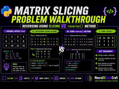 Python List Reversing Using Slicing Vs Reverse Method Matrix Slicing Problem Walkthrough