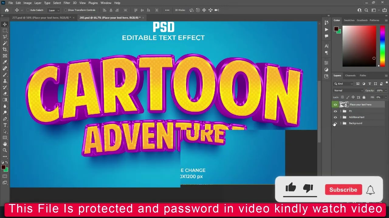 7 Cartoon Style 3D Editable Text Effect Photoshop Tutorial