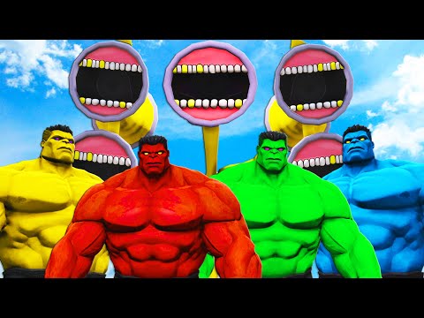 Hulk & Blue Hulk & Red Hulk & Yellow Hulk VS Siren Head Gold