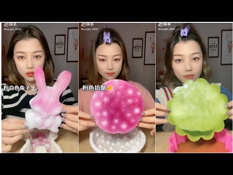 ASMR | SUNGIRL EATING ICE | FOAM ICE | COLOURFUL |