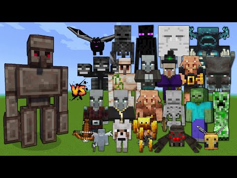 Netherite Golem vs Every mob in Minecraft - Minecraft mob battle - Netherite Golem vs All Mobs