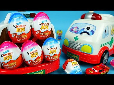 Kinder Joy Surprise eggs & Ambulance Pororo car Surprise toys - ToyPudding 킨더조이