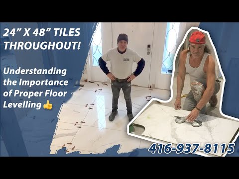 Calacatta 24" x 48" Porcelain Tiles Installed on Main FLoor Levelled to Perfection call 416-937-8115