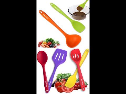 Nonstick Cookware With Spatula Set - Kitchen Utensil Set | Colorful Silicone Kitchen Utensil Set