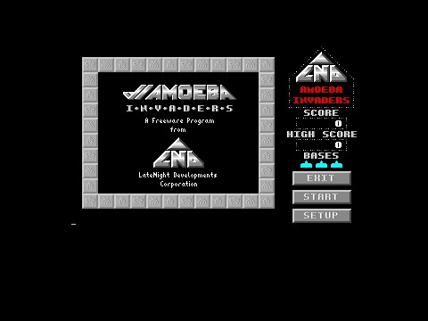 Amoeba Invaders (1987) from LateNight Developments Corporation on the Amiga - Space Invaders clone