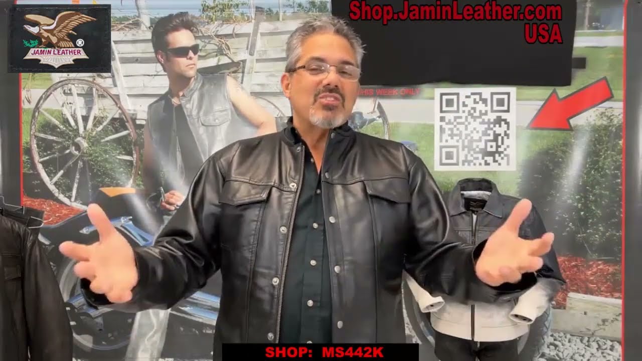 MS442K - No Collar Men's Lightweight Leather Shirt 1