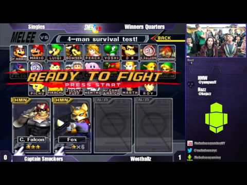 Super Nebulous 4 Quarters - Captain Smuckers (Capt. Falcon) vs Westballz (Fox)