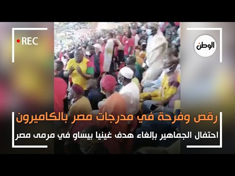 رقص وفرحة في مدرجات مصر بالكاميرون احتفالا بـ هدف غينيا بيساو الملغي