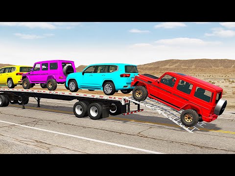Flatbed Truck Mcqueen 15+Min   | Transportation with Truck - Pothole vs Car #549 - BeamNG.Drive