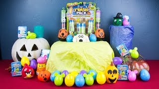 Halloween 50 Surprise Eggs Shopkins The Trash Pack Sqwishland Disney Eggs Play Doh Eggs